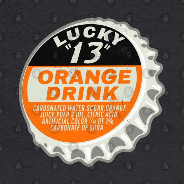 Vintage Lucky 13 Orange Soda Bottlecap by StudioPM71